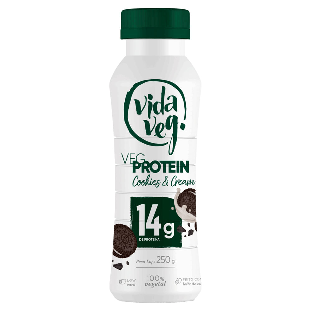 Iogurte Vida Veg Cookies & Cream Protein 250g