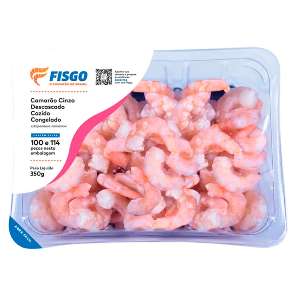 Camarão Cinza Fisgo Descascado Cozido Congelado 350g