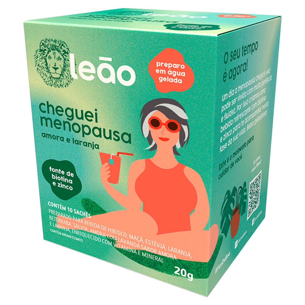 Chá Leão Cheguei Menopausa Amora e Laranja | Com 10 Sachês