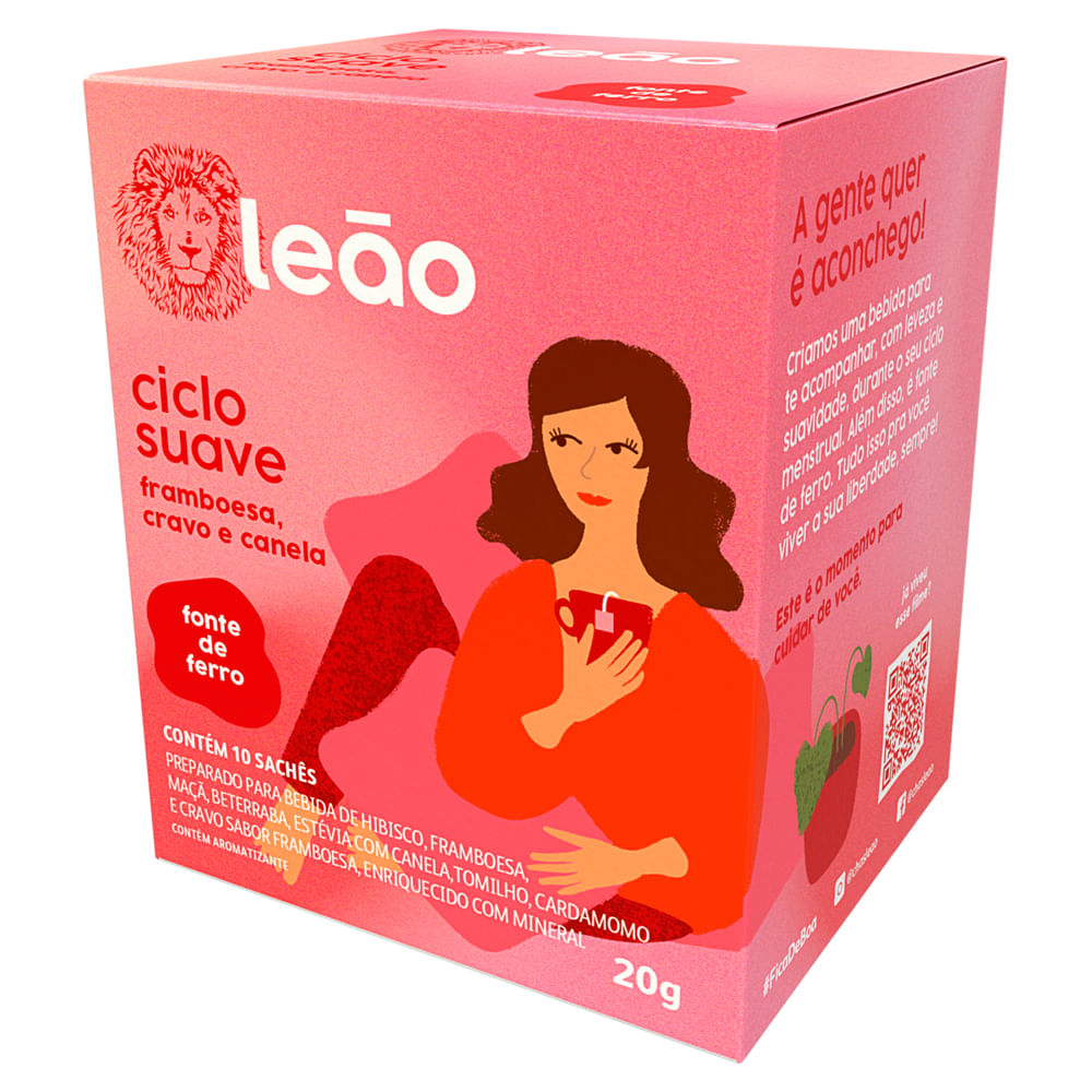 Chá Leão Ciclo Suave Framboesa, Cravo e Canela | Com 10 Sachês