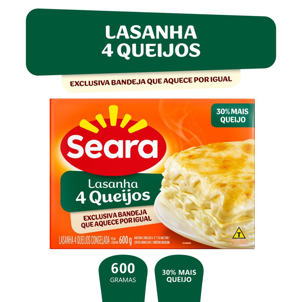 Lasanha Congelada Seara 4 Queijos 600g