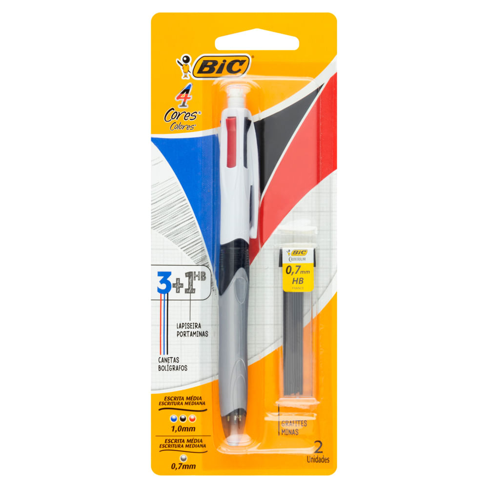Caneta Esferográfica Bic 3 Cores | Com Grafite HB 0,7mm