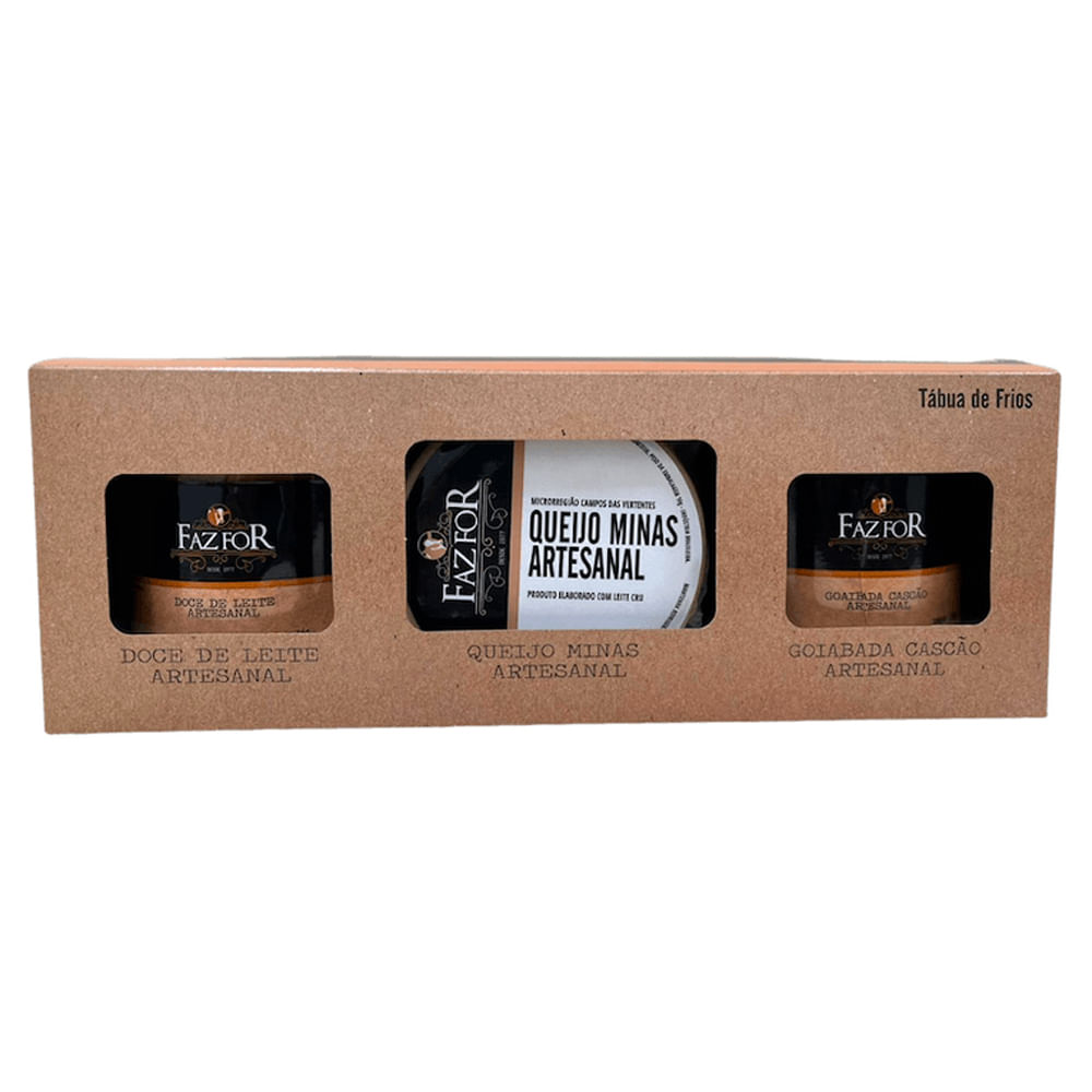 Kit Nacon Sabores da Fazenda Faz Foz Tábua de Frios Queijo Minas Artesanal, Doce de Leite e Goiabada