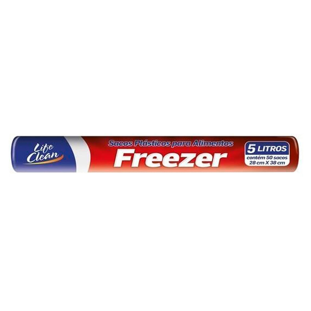 Saco para Alimentos Life Clean Freezer 5L 28x38cm | Com 50 Sacos