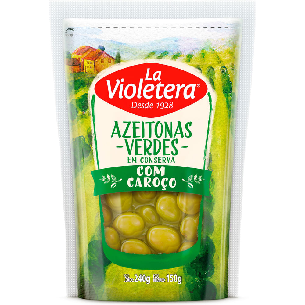Azeitona Verde La Violetera com Caroço Doy Pack 150g