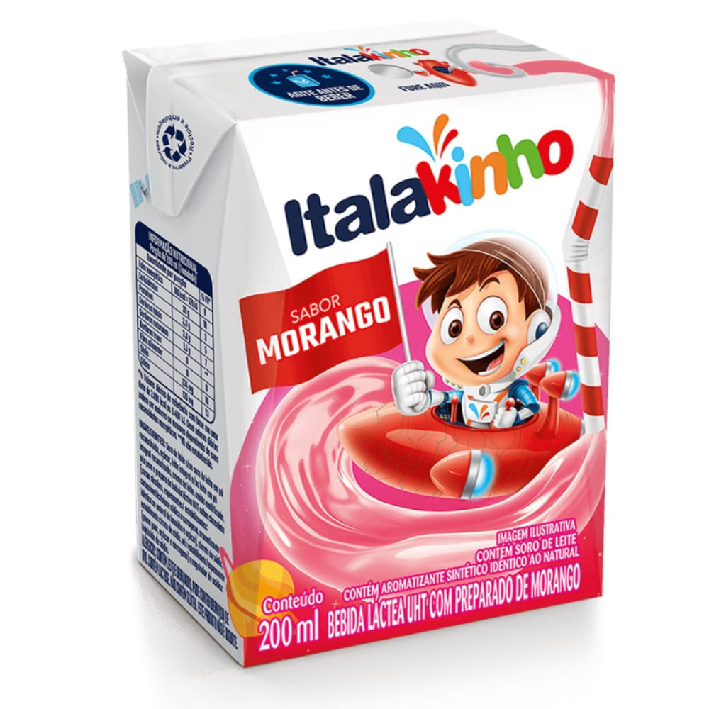 Bebida Láctea Italakinho Morango 200ml