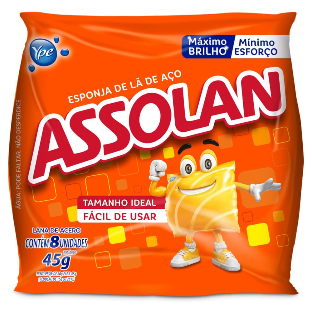 Lã de Aço Assolan 45g Com 8 Unidades