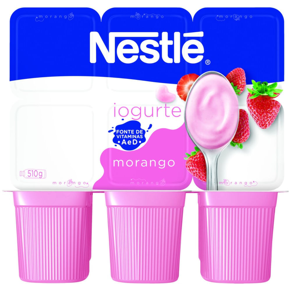 Iogurte Nestlé Morango Bandeja 510g com 6 Unidades