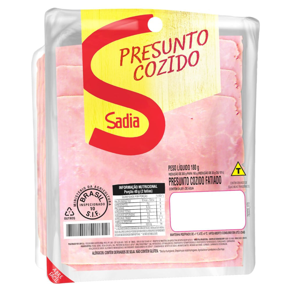 Presunto Sadia Fatiado 180g