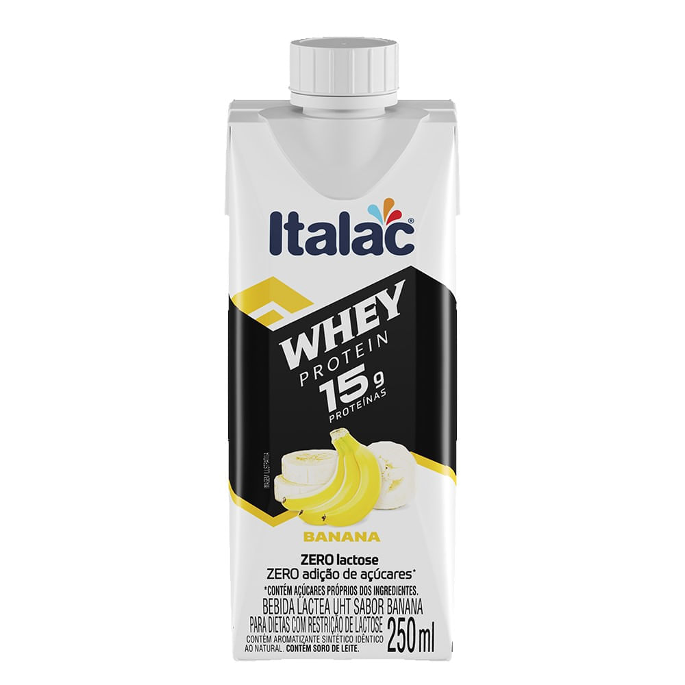 Bebida Láctea Italac Whey Protein 15g Banana Zero Lactose 250ml