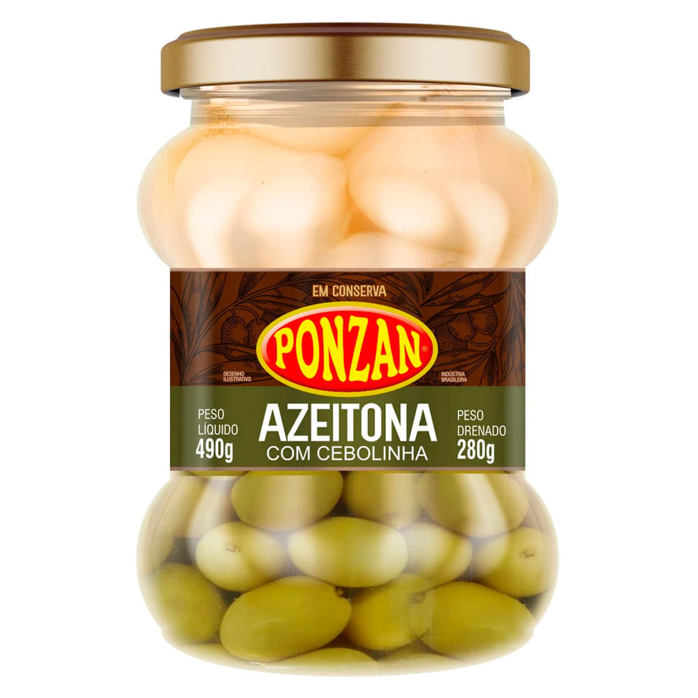 Azeitona Verde Ponzan com Cebolinha Vidro 280g