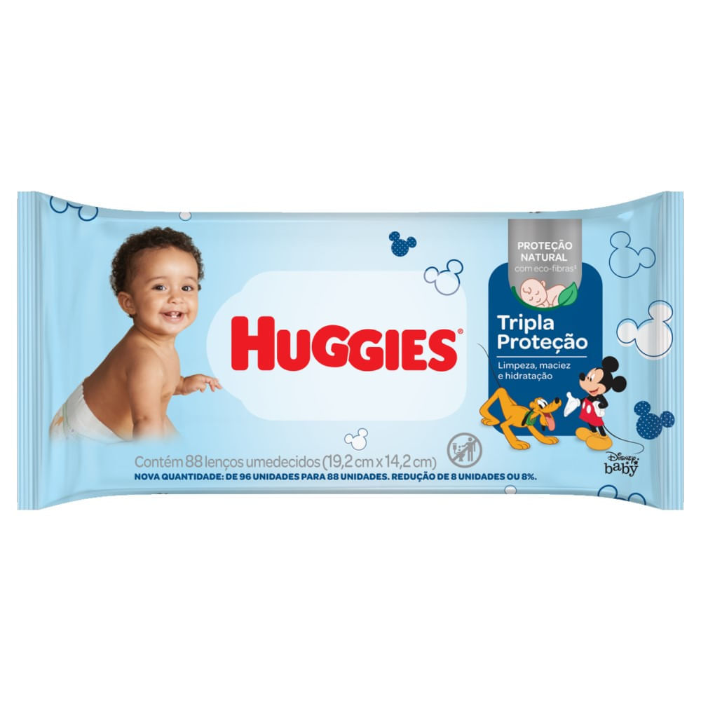 Toalha Umedecida Huggies Tripla Proteção com 88 Unidades
