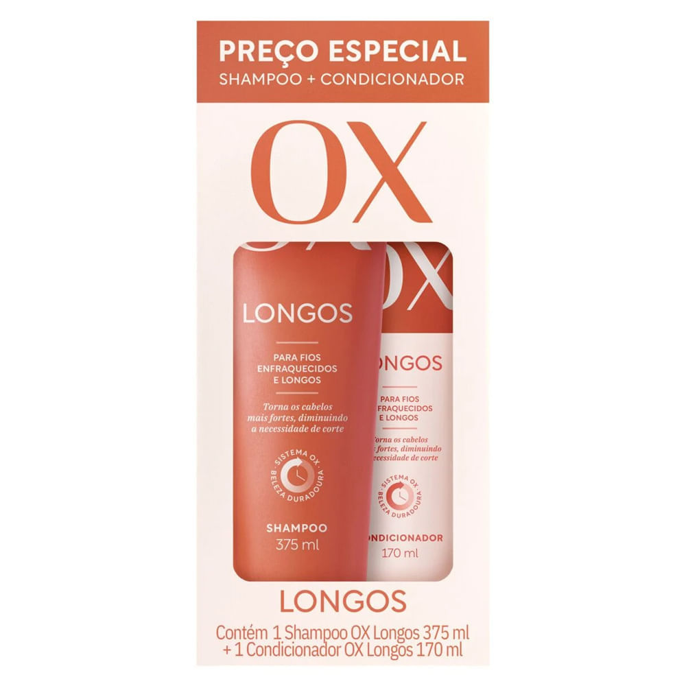 Kit OX Longos Shampoo 375ml e Condicionador 170ml