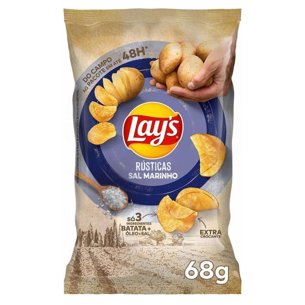 Batata Chips Lays Rústica Sal Marinho 68g