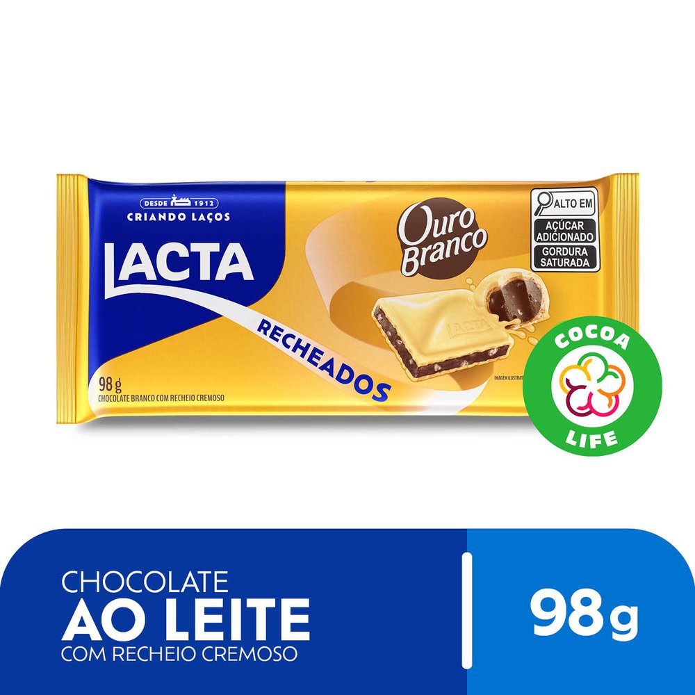 Chocolate Lacta Com Recheio Ouro Branco 98g