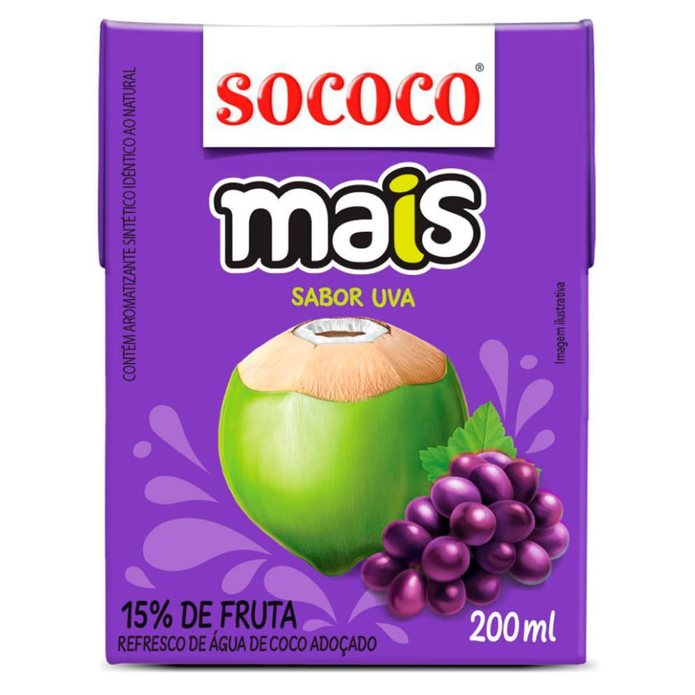 Água de Coco Sococo Mais com Uva 200ml