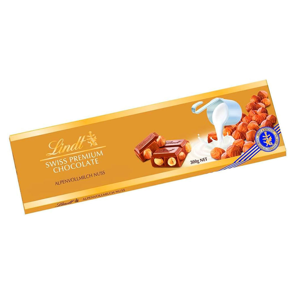Chocolate em Barra Lindt Swiss Premium Ao Leite com Avelã 300g