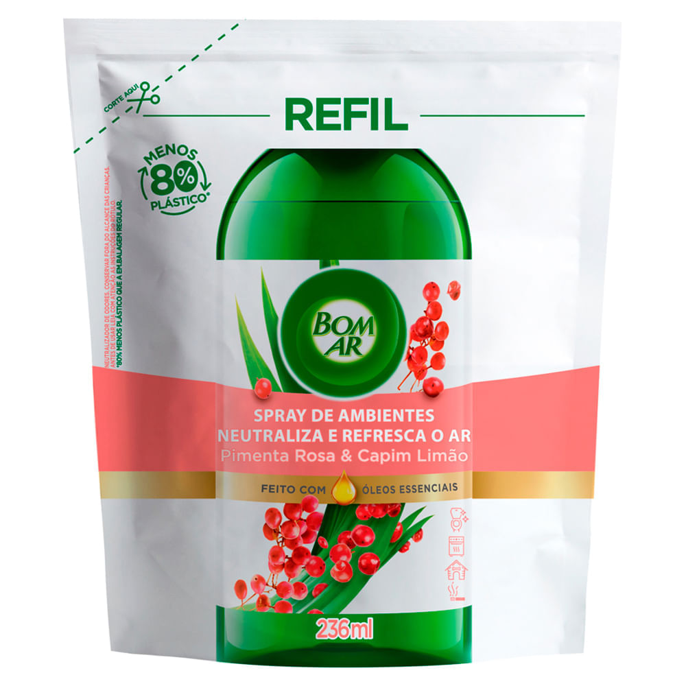 Odorizador de Ambiente Bom Ar Pimenta Rosa e Capim Limão Refil 236ml