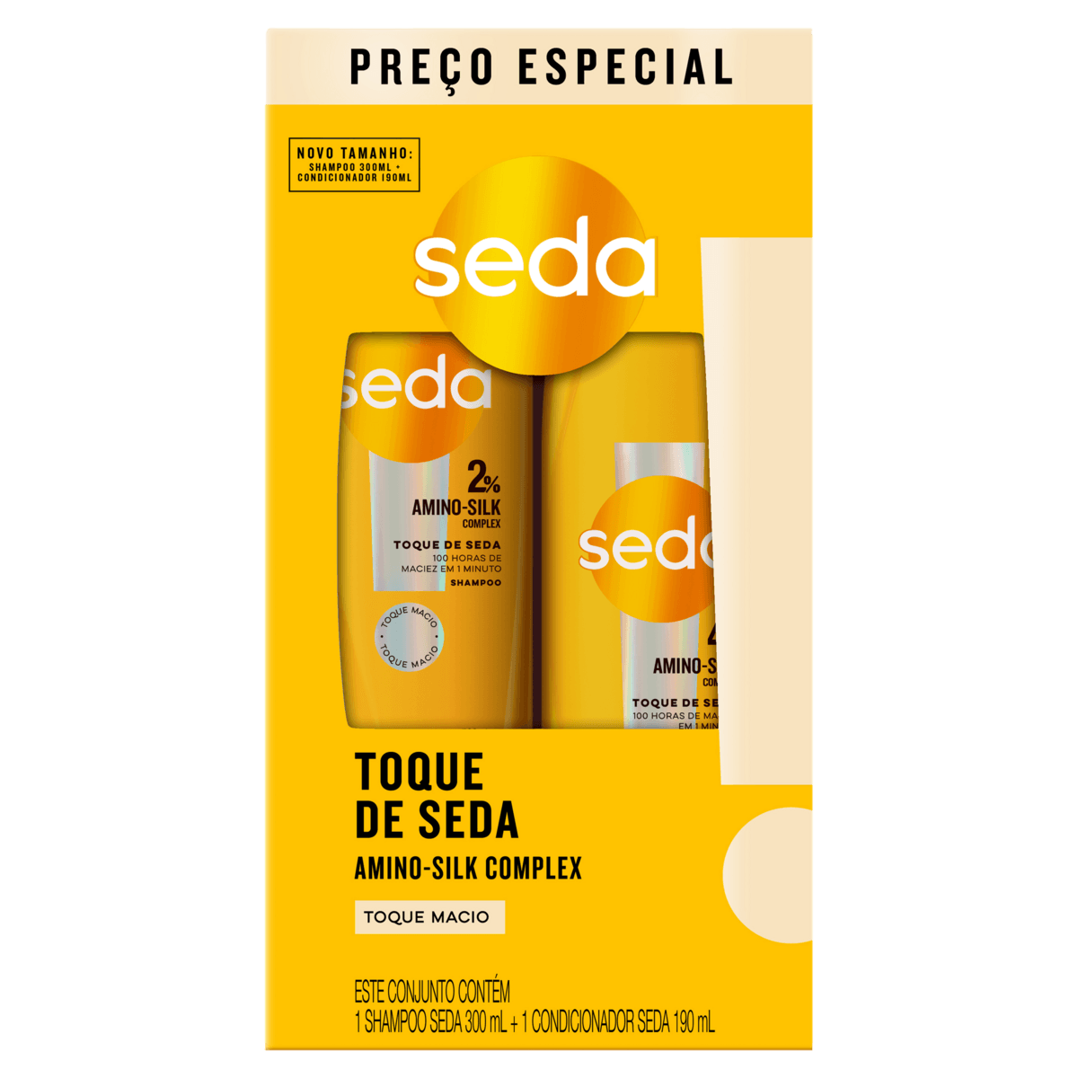 Shampoo 300ml e Condicionador 190ml Seda Toque de Seda