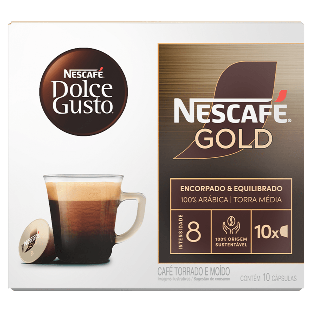 Café em Cápsula Torrado e Moído Nescafé Dolce Gusto Gold 10 Unidades