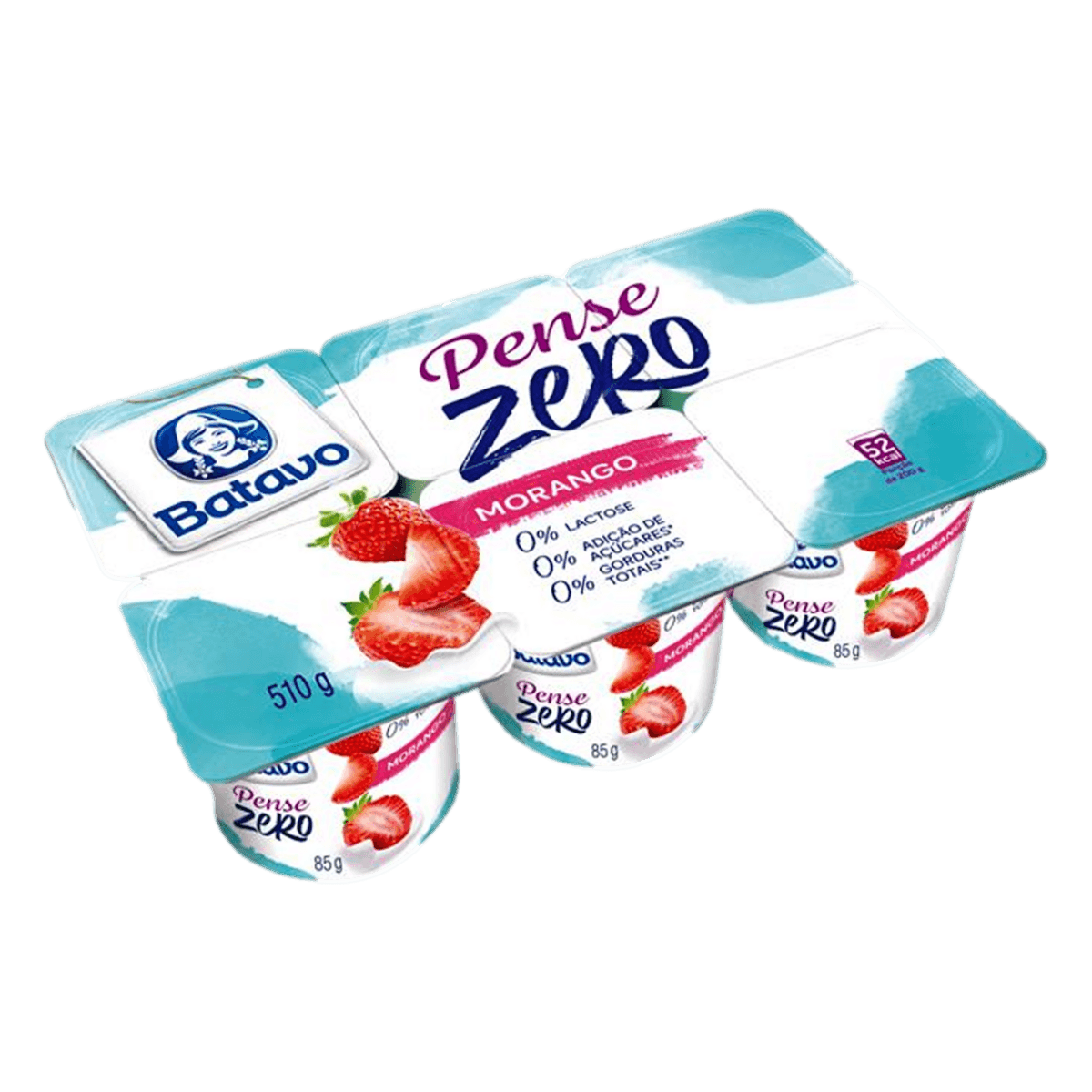 Iogurte Batavo Morango Zero Lactose 510g Bandeja com 6 Unidades