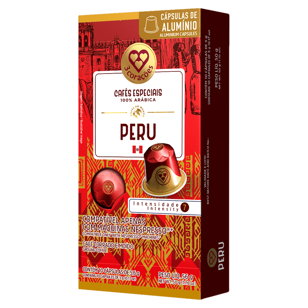 Café 3 Corações Especiais Peru com 10 Cápsulas 56g