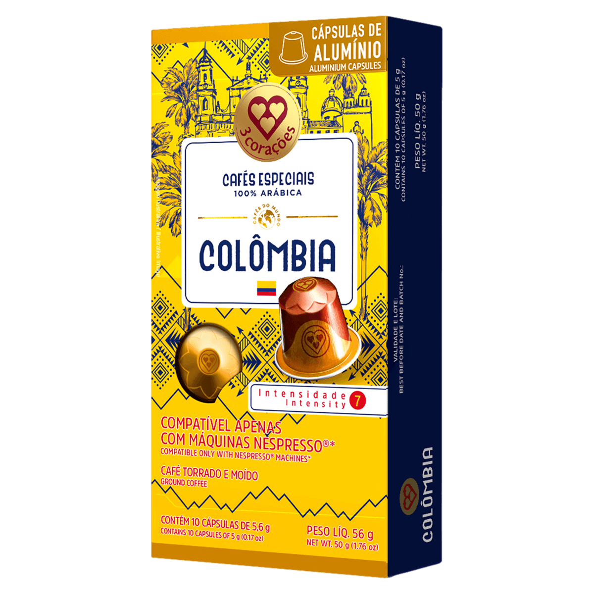 Café 3 Corações Especiais Colombia com 10 Cápsulas 56g