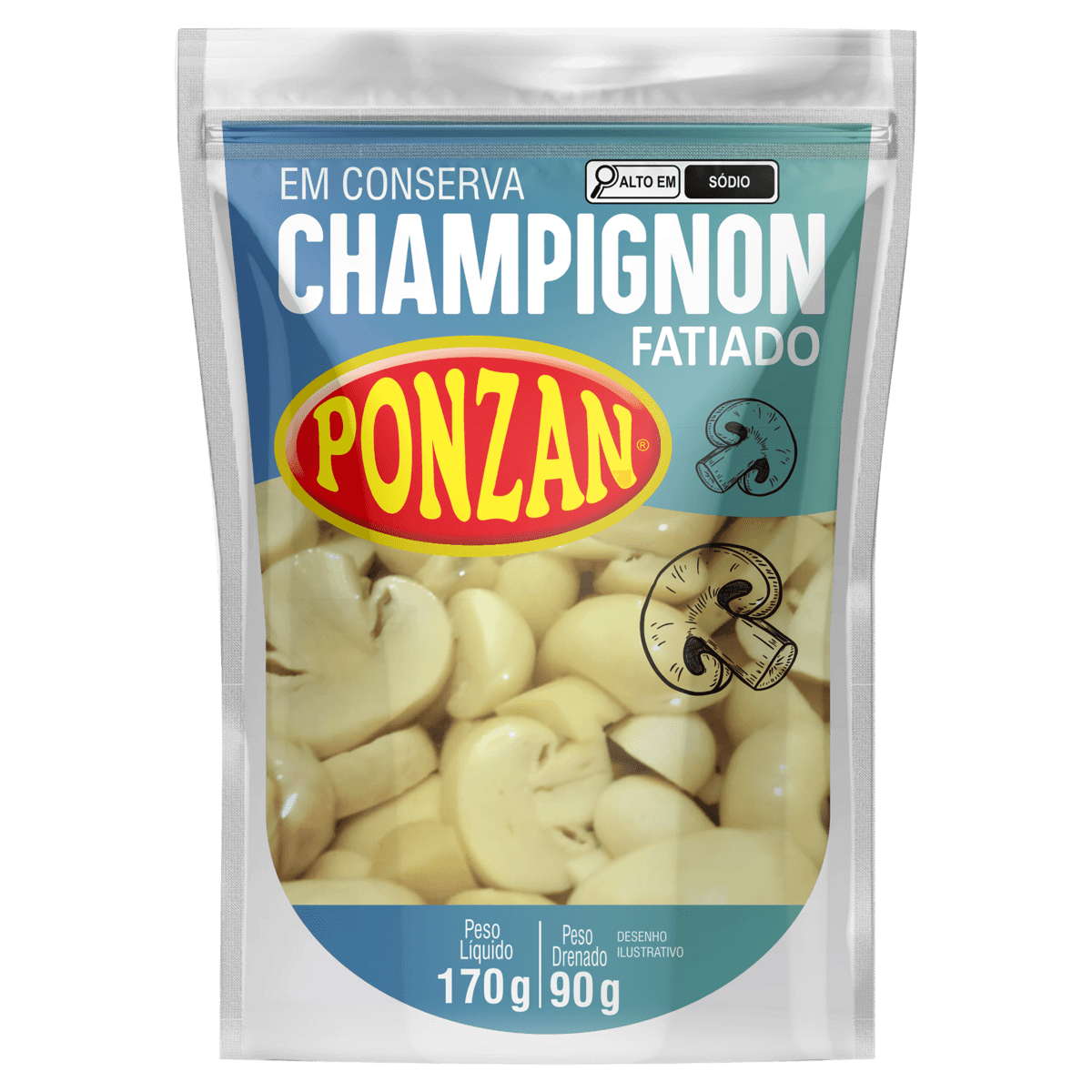 Champignon em Conserva Ponzan Fatiado Sachê 90g