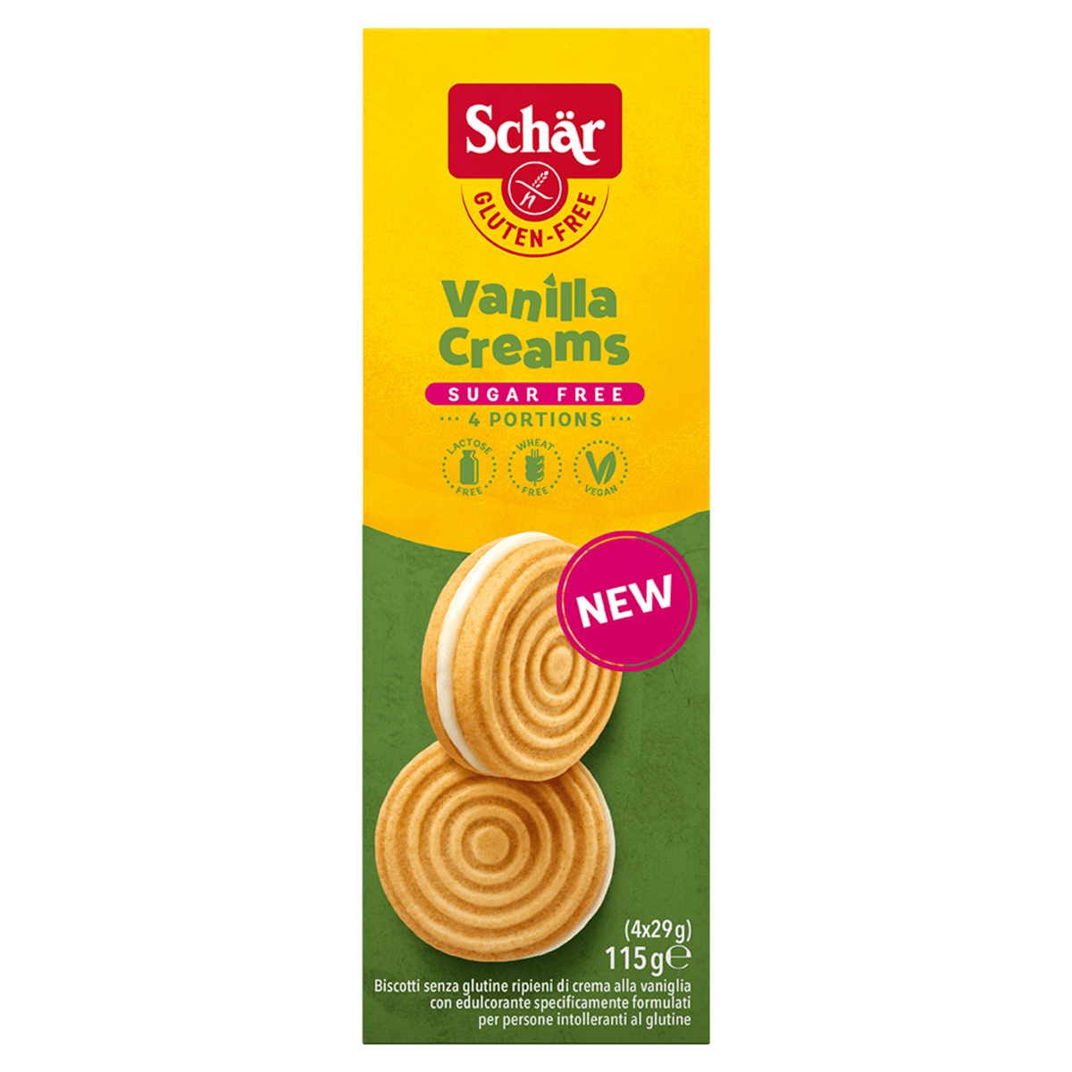 Biscoito Recheado Schär Sem Glúten Creme Baunilha 115g