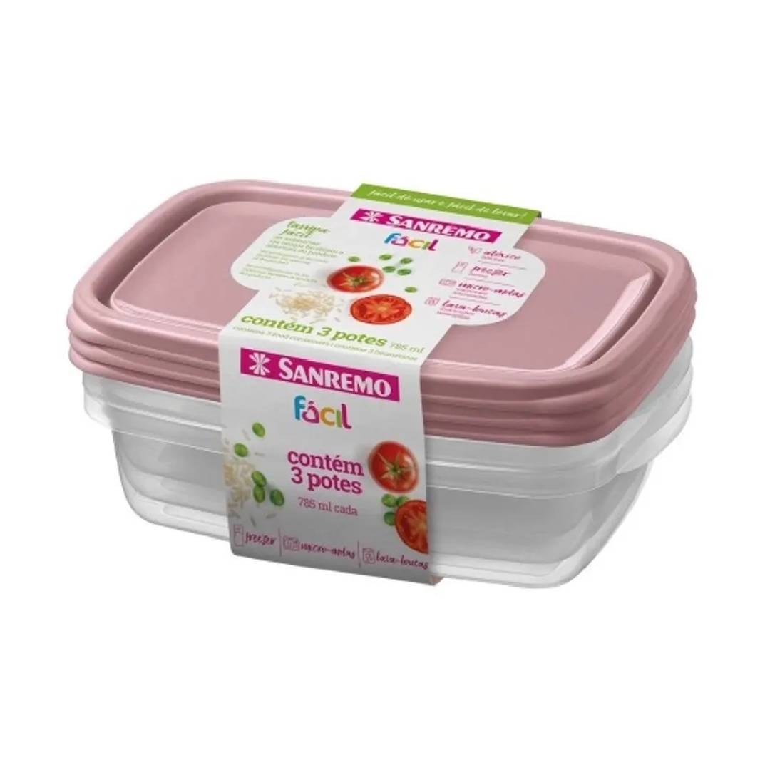 Conjunto de Potes Sanremo Retangular 785ml - 3 Unidades