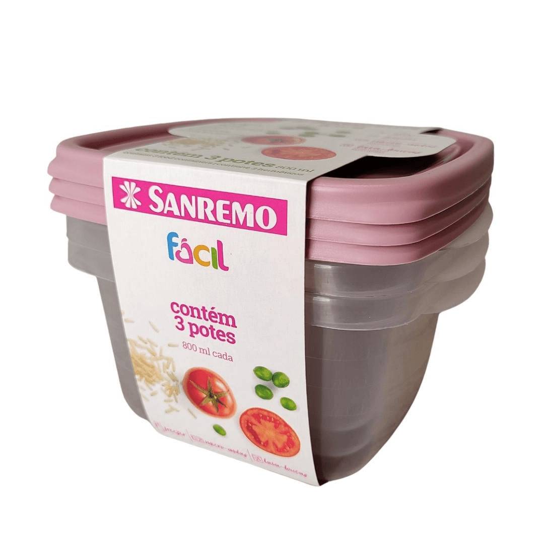 Conjunto de Potes Sanremo Quadrado 800ml - 3 Unidades