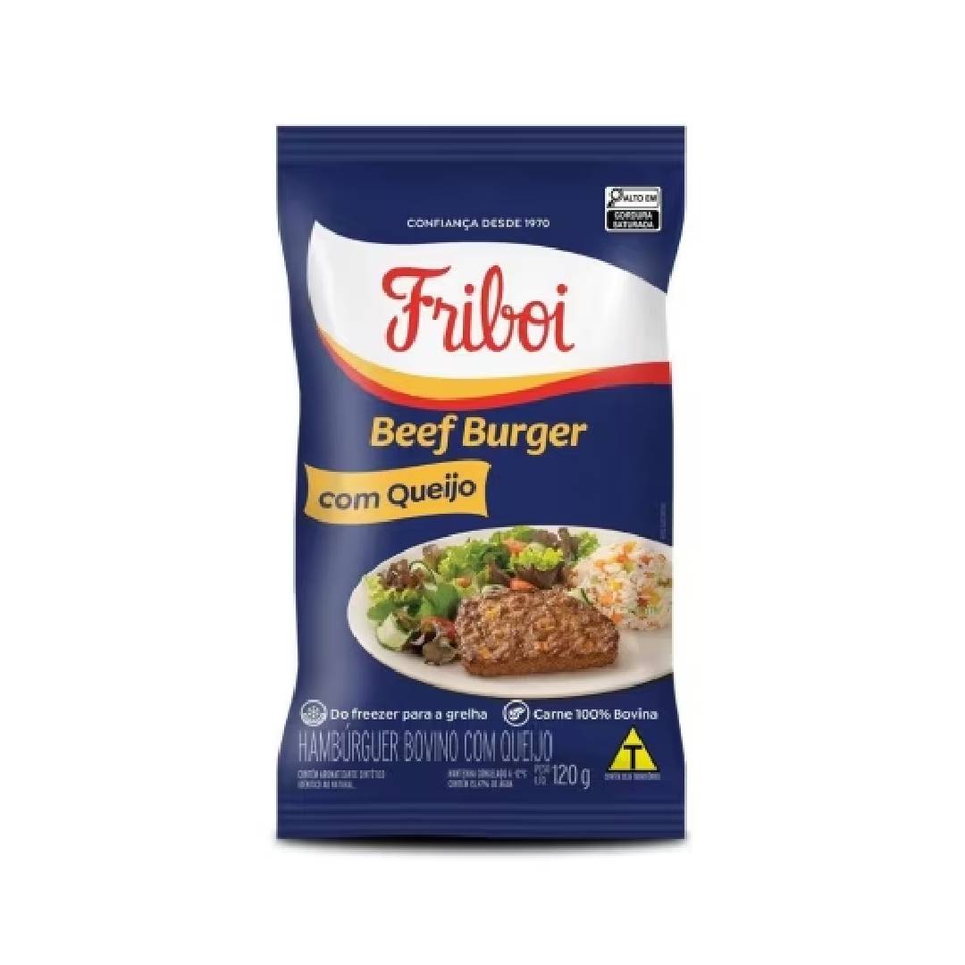 Beef Burguer Bovino com Queijo Friboi Congelado 120g
