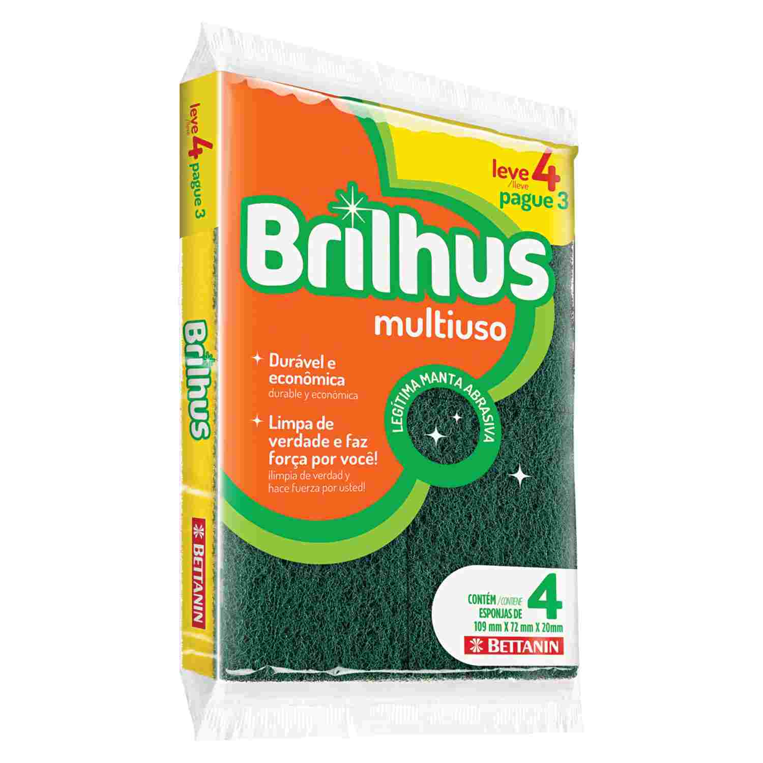 Esponja Brilhus Multiuso Leve 4 Pague 3 Unidades
