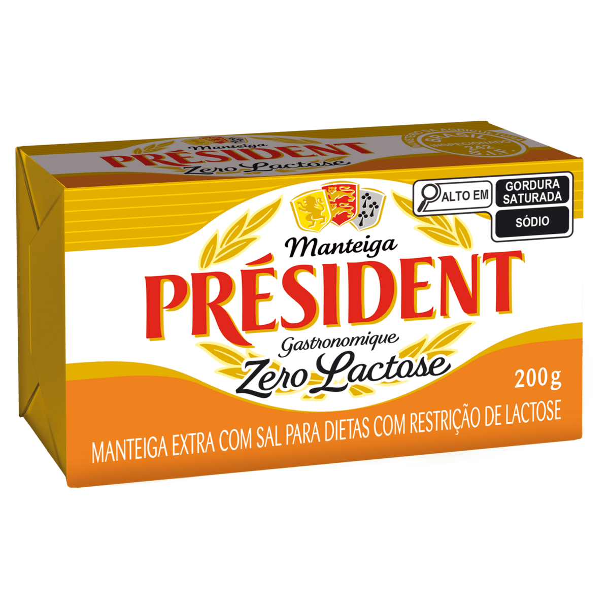 Manteiga Extra com Sal Zero Lactose Président Gastronomique 200g