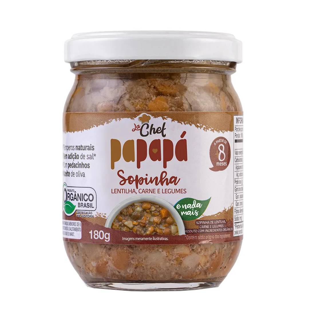 Sopinha Papapá Orgânica Lentilha Carne e Legumes 180g