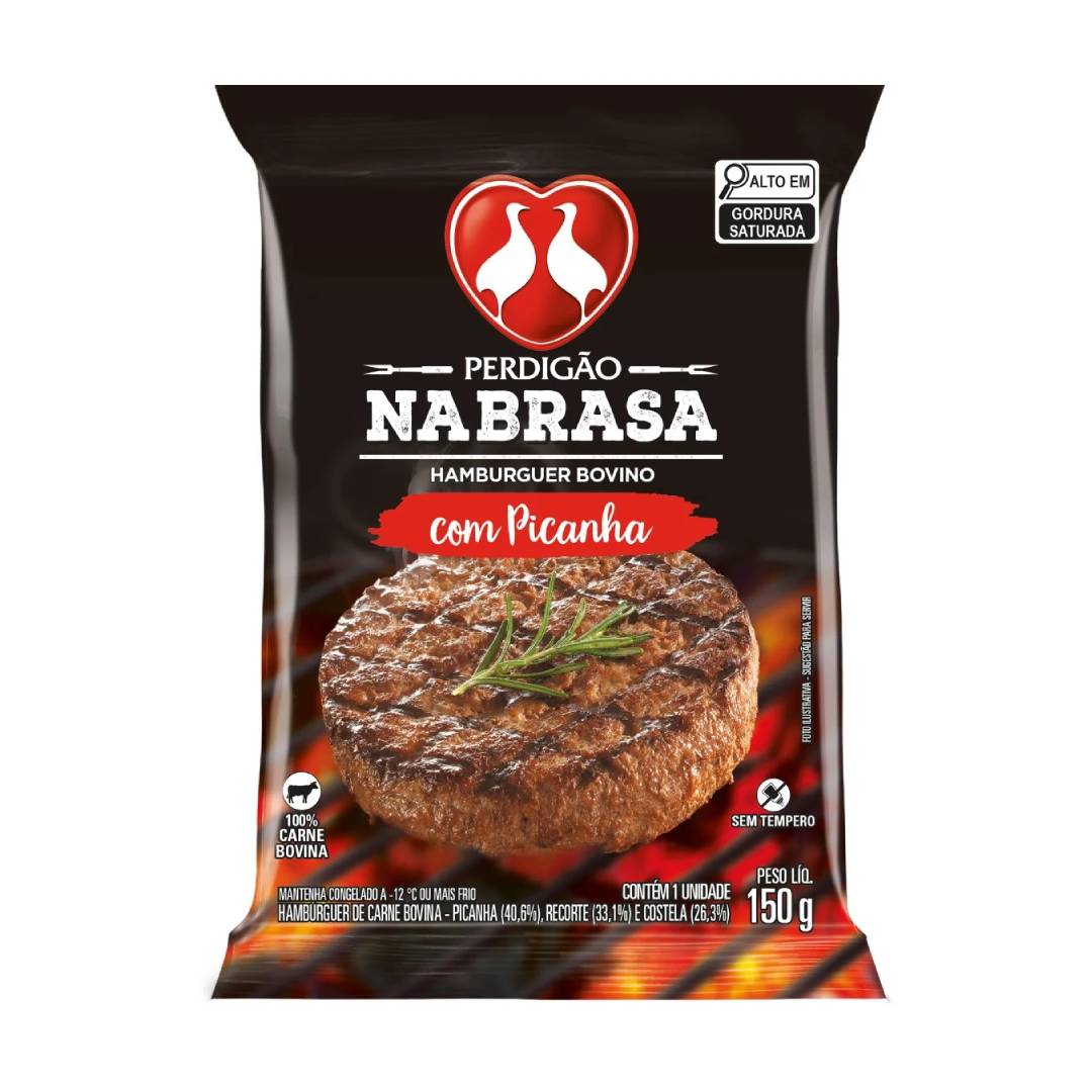 Hambúrguer Bovino Perdigão Picanha na Brasa 150g