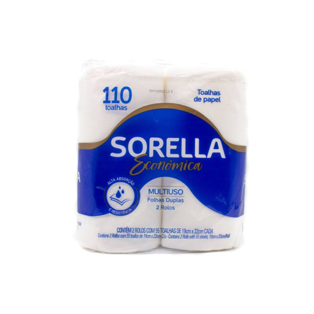 Toalha de Papel Folha Dupla Sorella Econômica 55 Toalhas