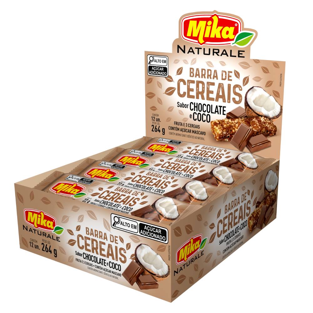 Barra de Cereal Chocolate e Coco Mika 22g