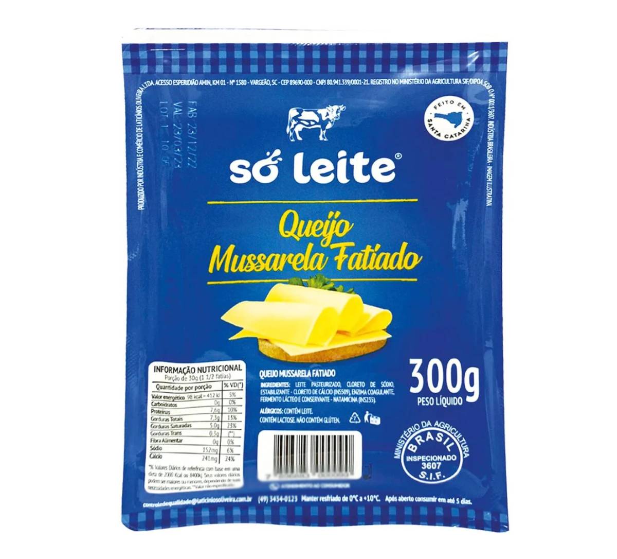 Queijo Mussarela So Leite Fatiado 300g