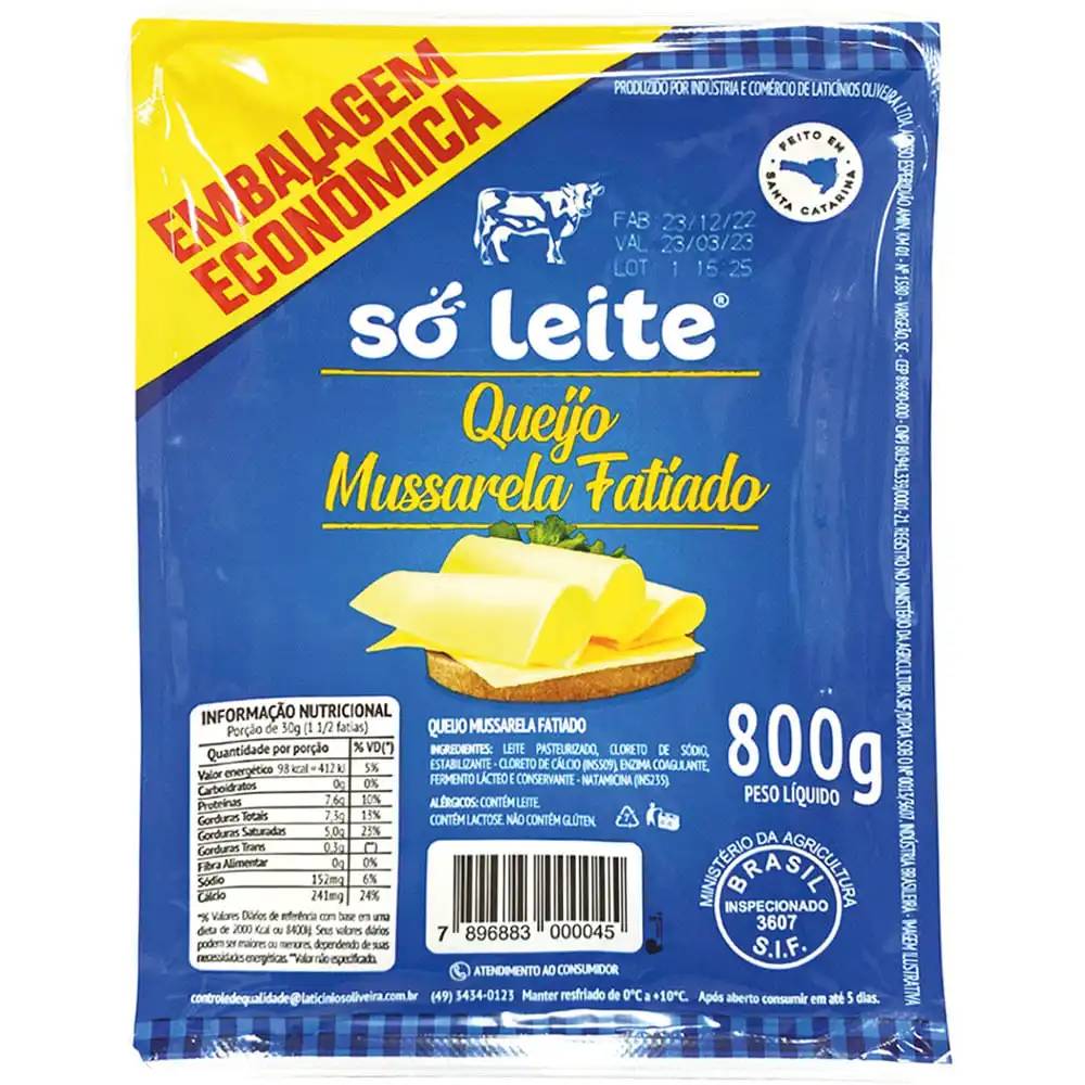 Queijo Mussarela So Leite Fatiado 800g