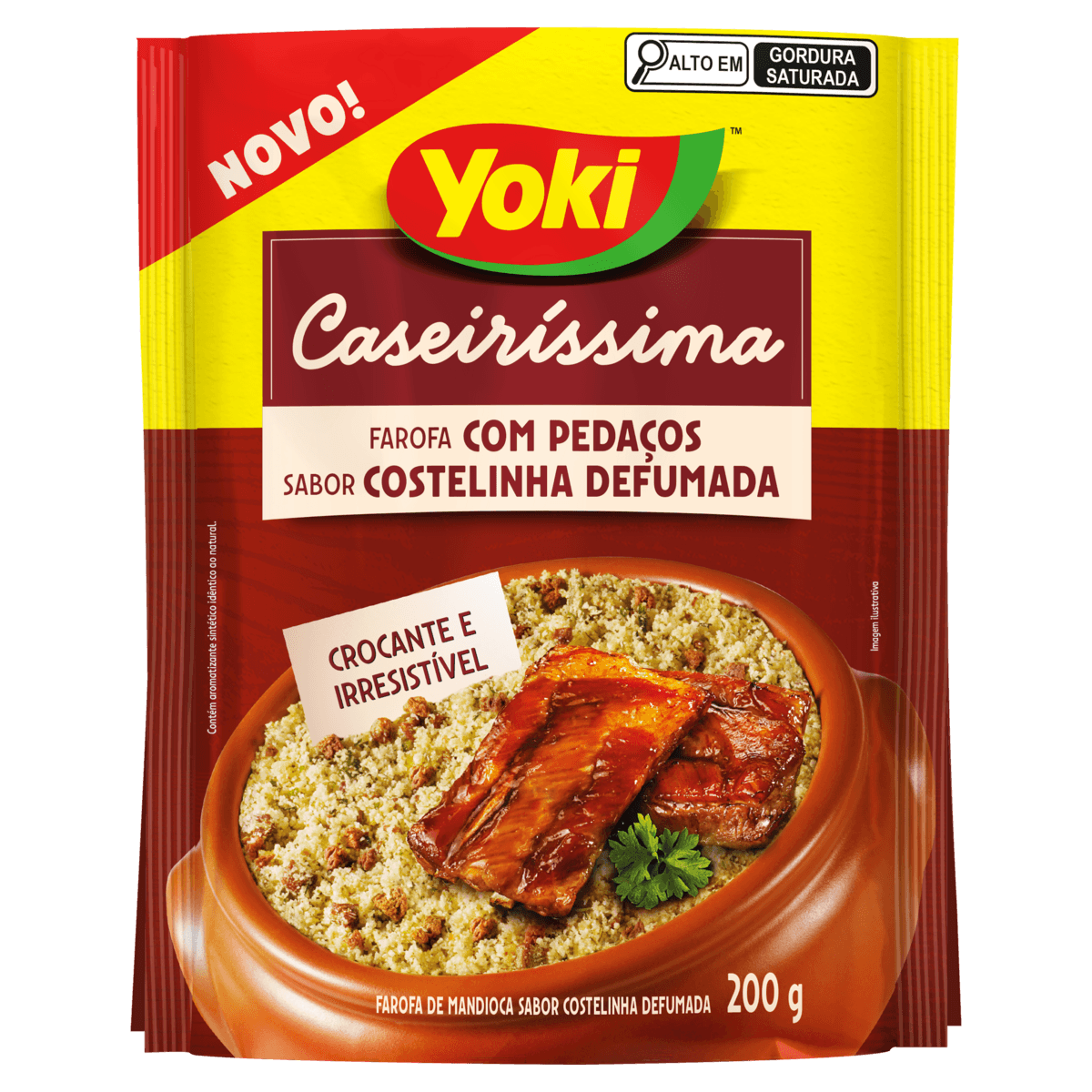 Farofa de Mandioca Yoki com Pedaços Crocante Costelinha Defumada Caseiríssima 200g