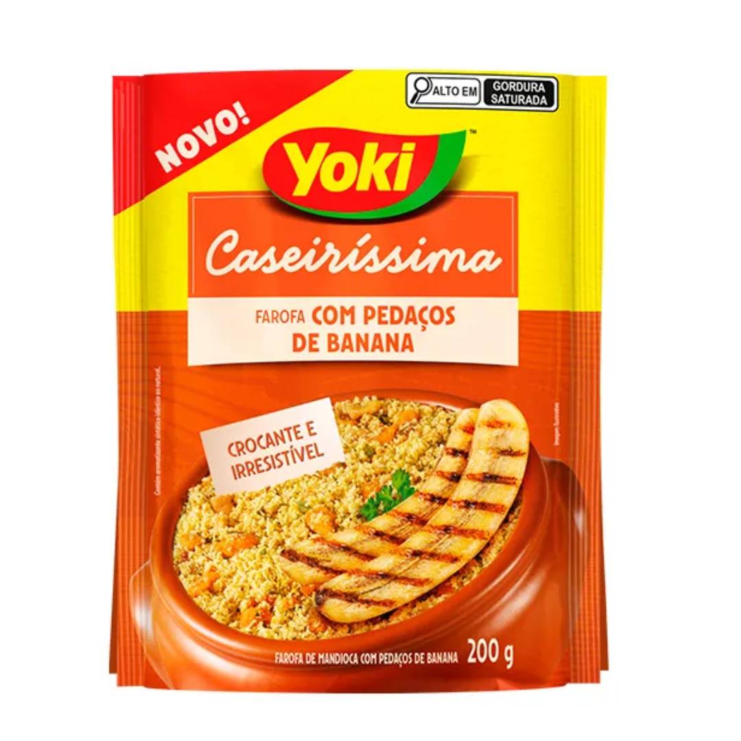 Farofa de Mandioca Yoki com Pedaços de Banana Crocante Caseiríssima 200g