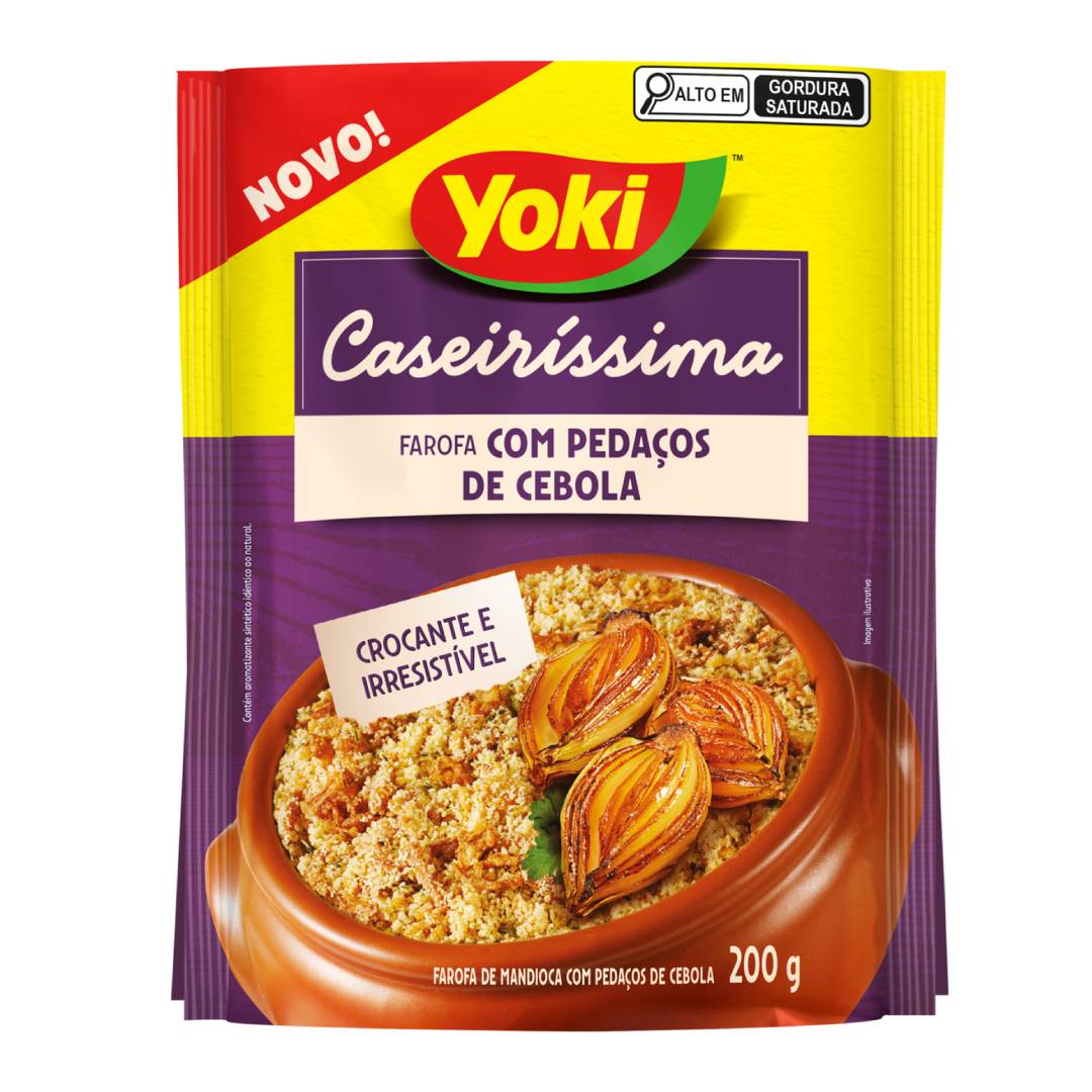 Farofa de Mandioca Yoki com Pedaços de Cebola Crocante Caseiríssima 200g