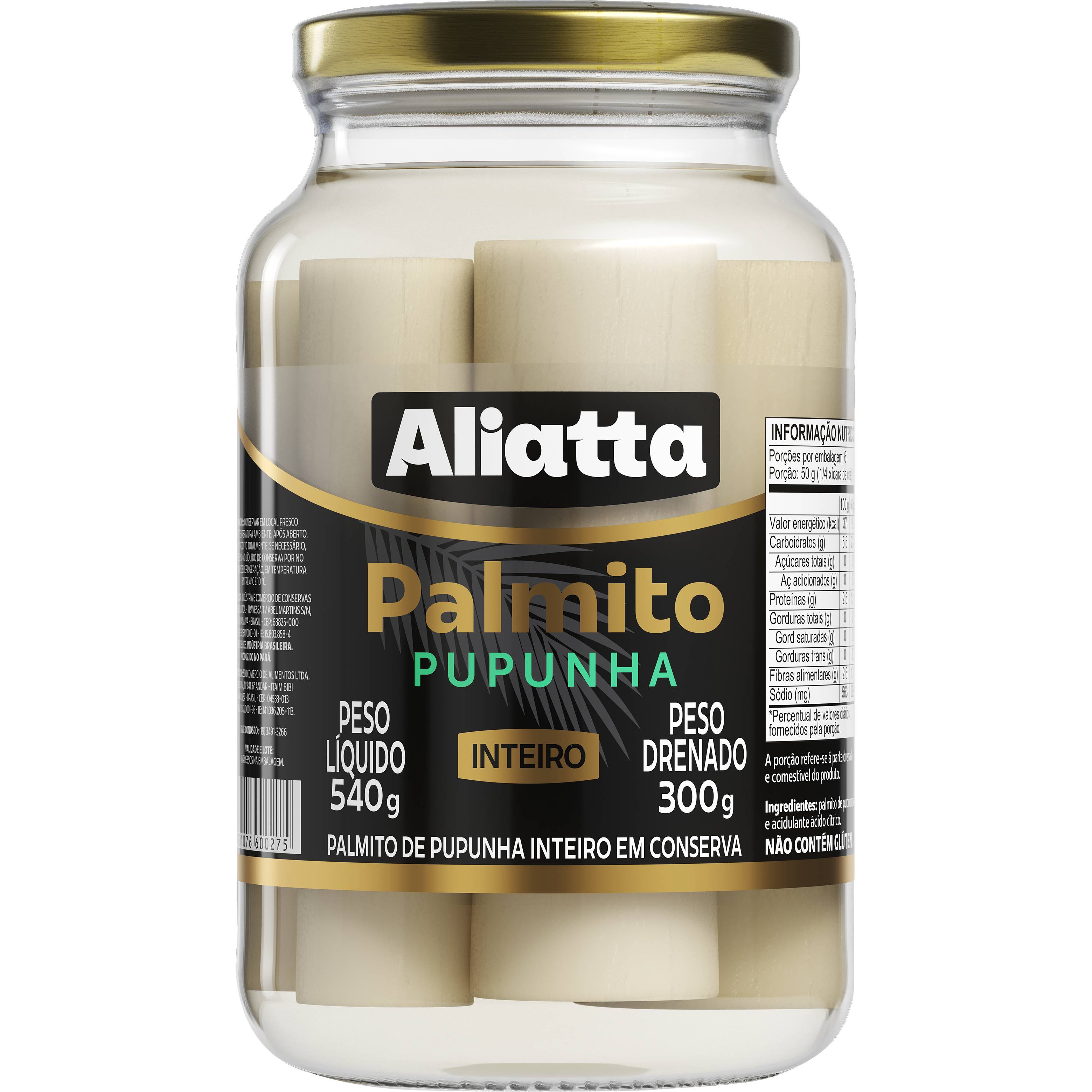 Palmito Pupunha Aliatta Inteiro 300g